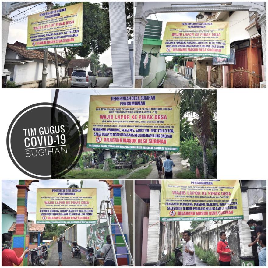 Banner Himbauan Cegah Corona Terpasang di Setiap Gang Desa Sugihan